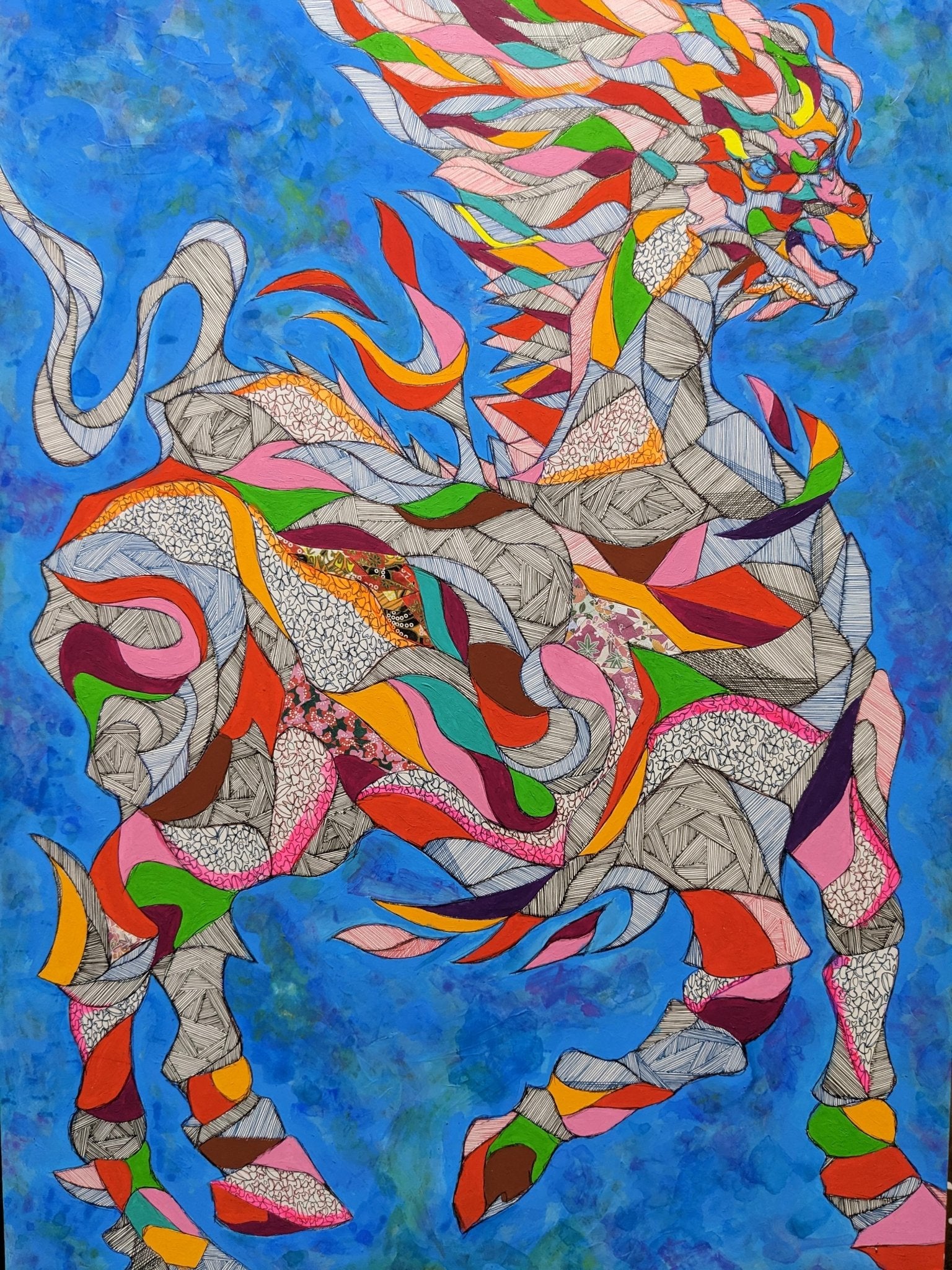 麒麟　原画　神獣　動物画　絵画　アクリル画　現代アート　細密画　一点物 絵画の通販、購入ならFROM ARTIST/作品名：麒麟/作家名：kira