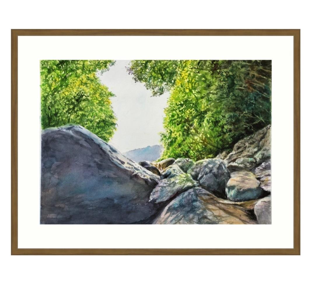絵画の通販、購入ならFROM ARTIST/作品名：岩越しの風景/作家名：山崎 香住