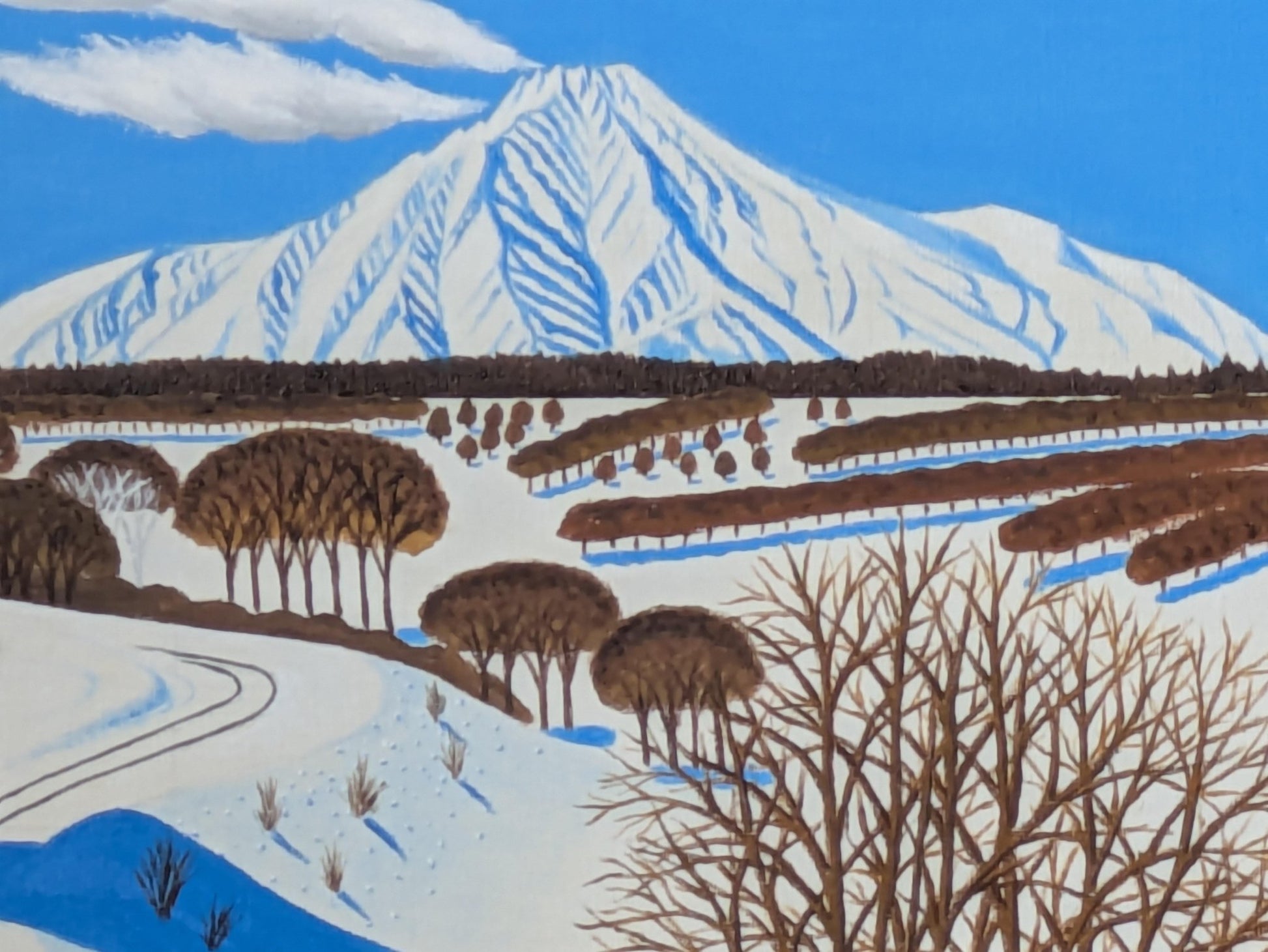 冬の利尻富士と走る電車 - FROM ARTIST