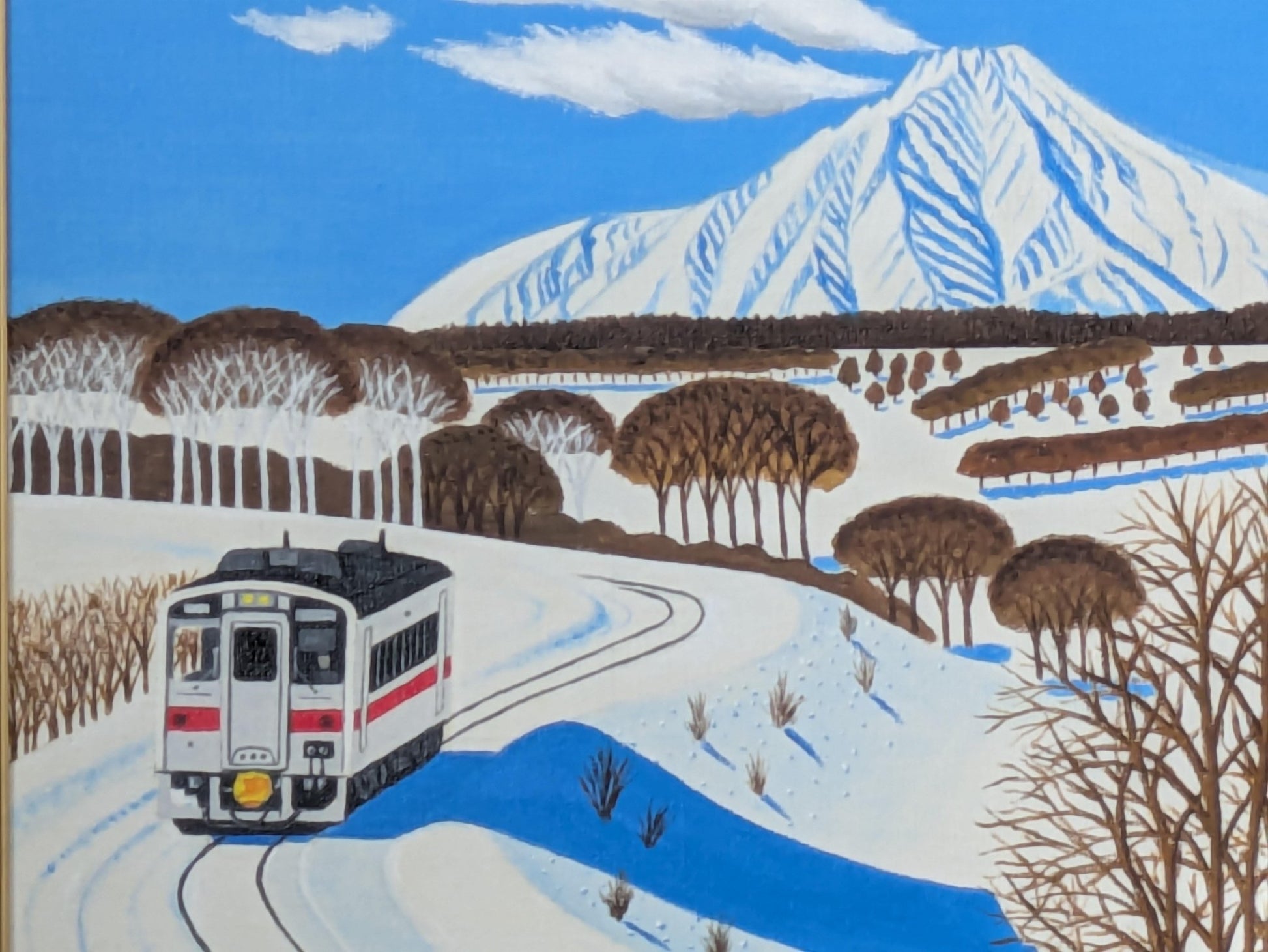 冬の利尻富士と走る電車 - FROM ARTIST