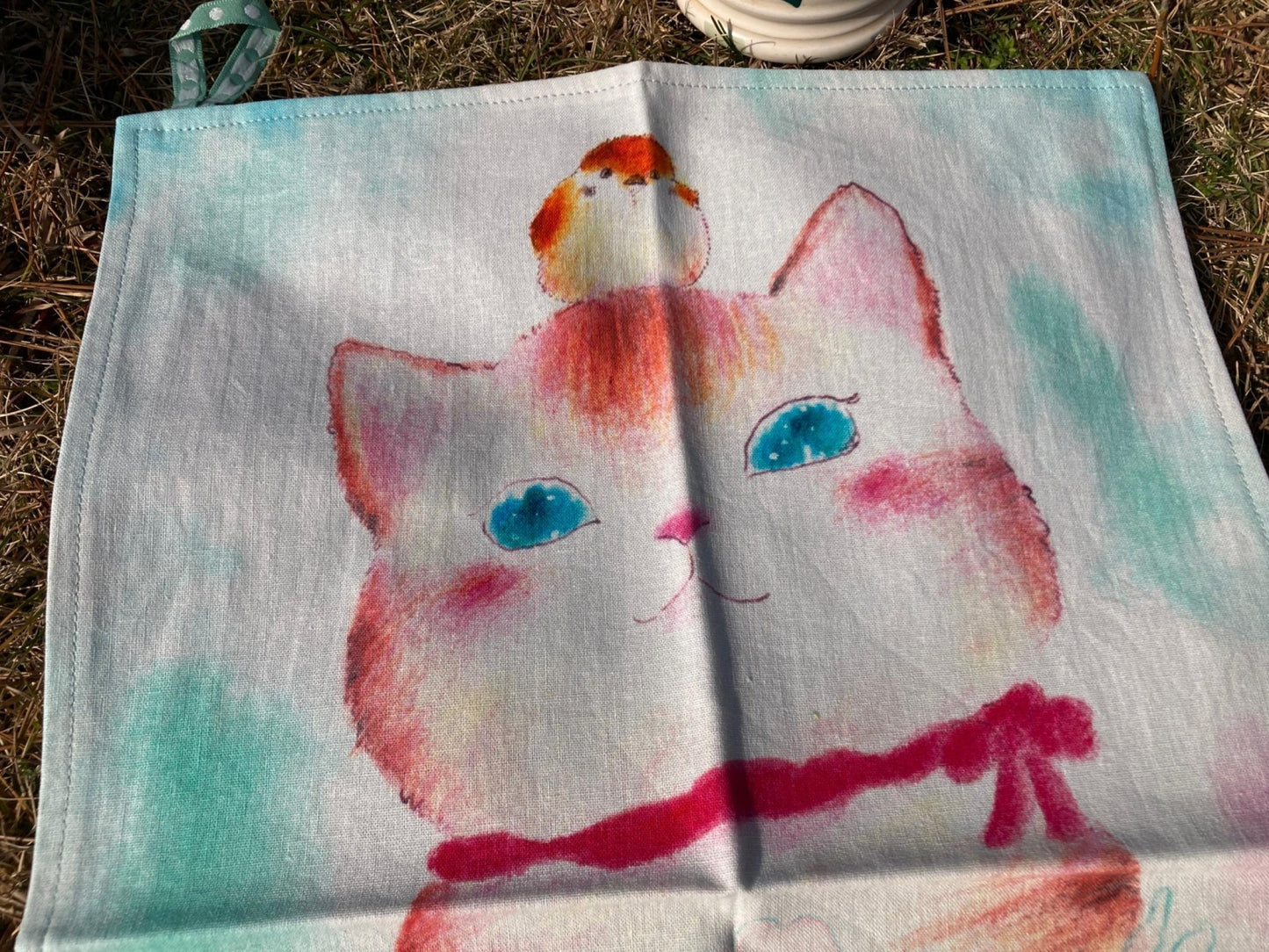 ティータオル・キッチンタオル　桜と猫 - FROM ARTIST
