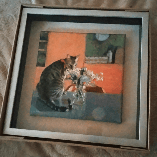 花と猫の静物画/Still Life with Cat and Flowers - FROM ARTIST