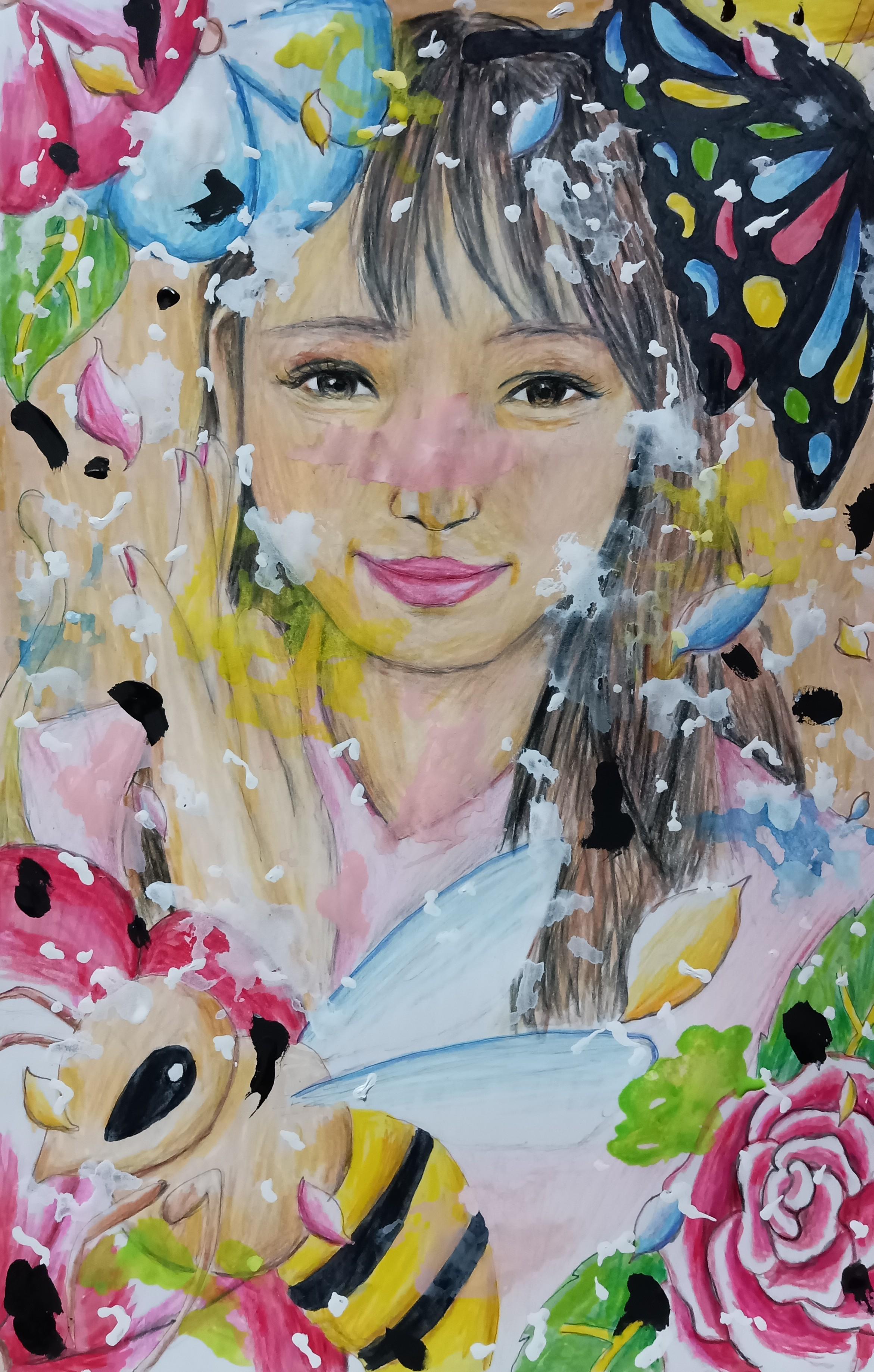 絵画 。壁掛け絵【神聖なヨーロッパの荘園でバラの花を楽しむ少女と